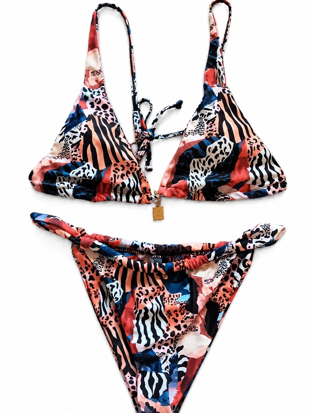 Wild Print Triangle Bikini Set – Size Medium – New Without Tags